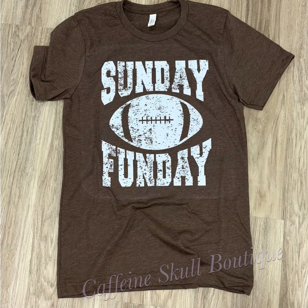 Bella Canvas Brown 'Sunday Funday' Short Sleeve Tee